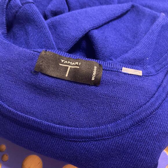 Tahari knit tunic sweater top women's 18 - 20 royal blue tunic style fine gauge - Picture 8 of 16